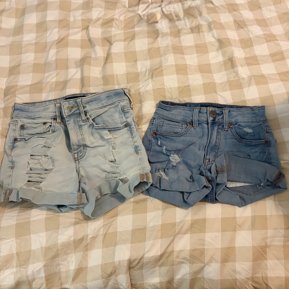 Aeropostale Women's Jean Shorts - Light Blue and Blue